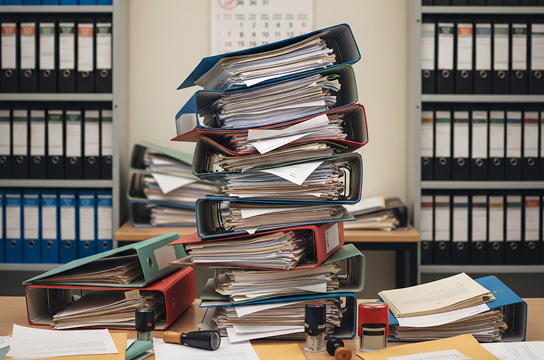 Stack of messy files